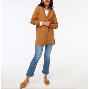 J. Crew Camel Chelsea Sweater Blazer Size M Open Front Cardigan BA866